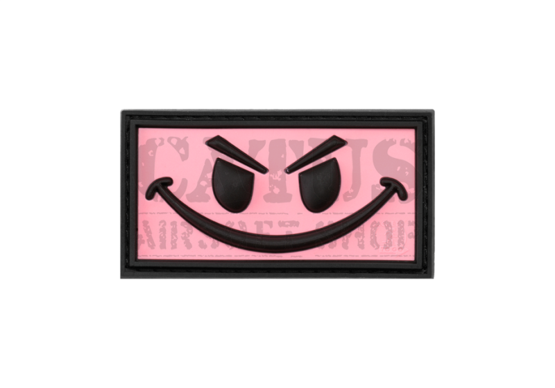 Naszywka na rzep 3D Evil Smiley Różowy 