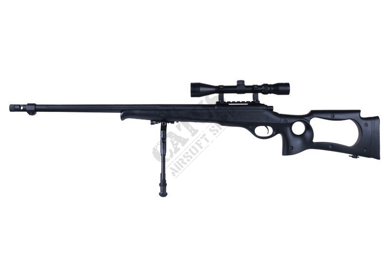 WELL Airsoft Sniper MB10D z lunetą i dwójnogiem Czarny 