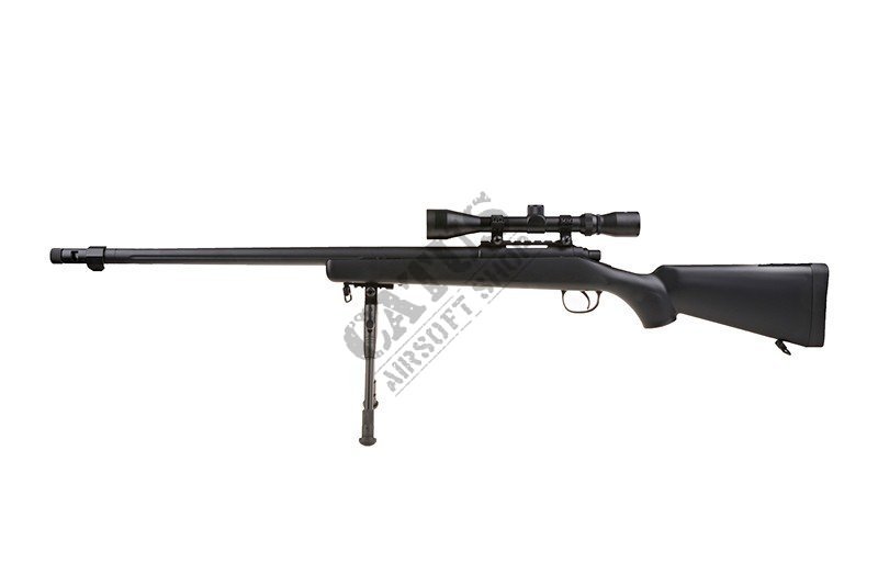 Pistolet airsoftowy WELL MB07D z lunetą i dwójnogiem Czarny 