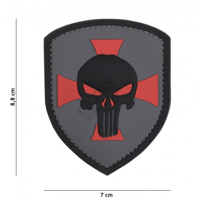 Naszywka 3D PVC Shield Punisher cross 101INC Wolf-Grey
