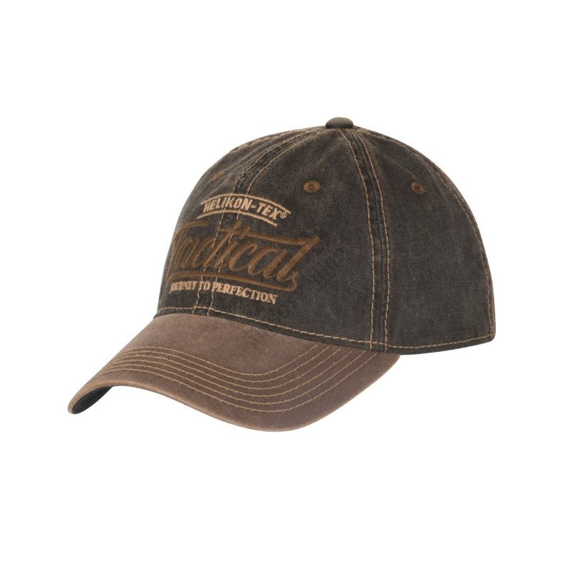 Tactical Snapback Cap Helikon Dirty Washed Black / Dirty Washed Brown 