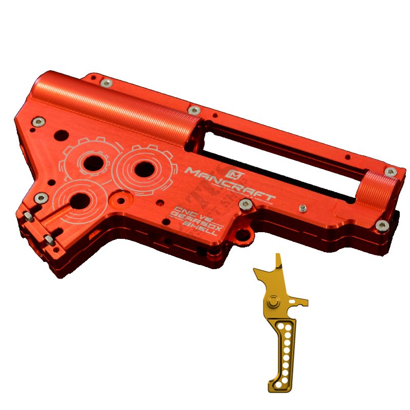 Airsoft CNC Skeleton Mechabox V2 8mm QSC Mancraft Czerwony/złoty 