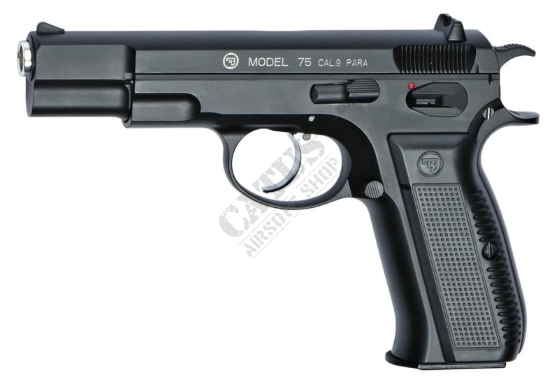 Pistolet ASG airsoft GBB CZ 75D metalowy suwak zielony gaz Czarny 